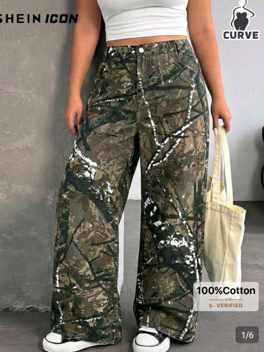 SHEIN Curve Women's Plus Size  Camouflage Pants Size 2XL